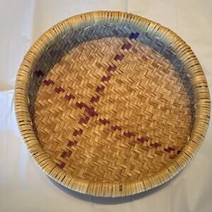 Handwoven Round Brown and Purple Hopi Sifting Basket 13" Diameter